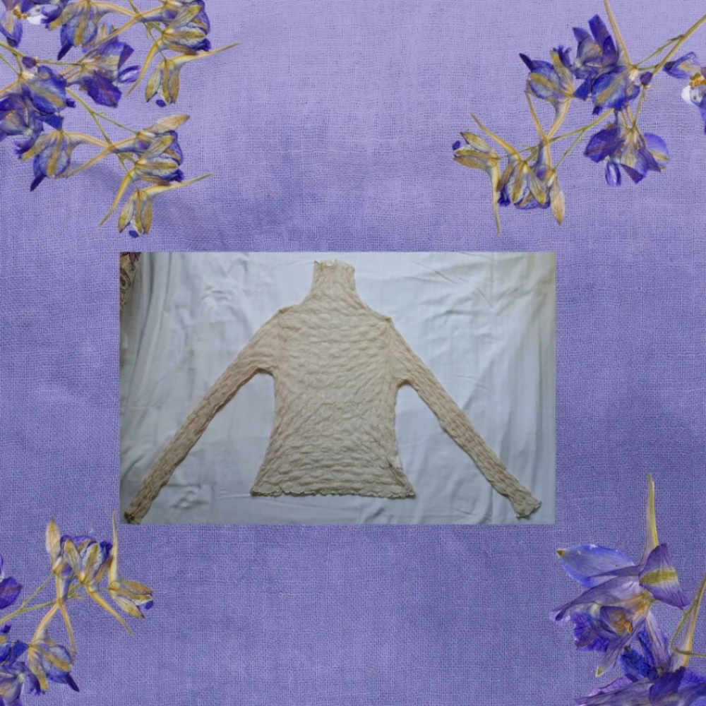 DAZY by Shein Cream Sheer Textured Turtleneck